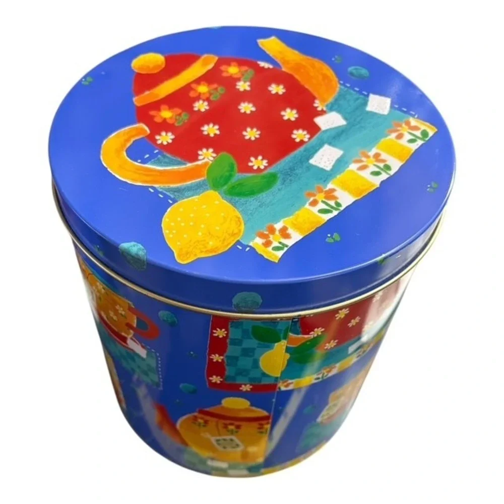 Maison Department 56 Tea Time Stacking Tins Set of 3 Blue Teapot Canisters